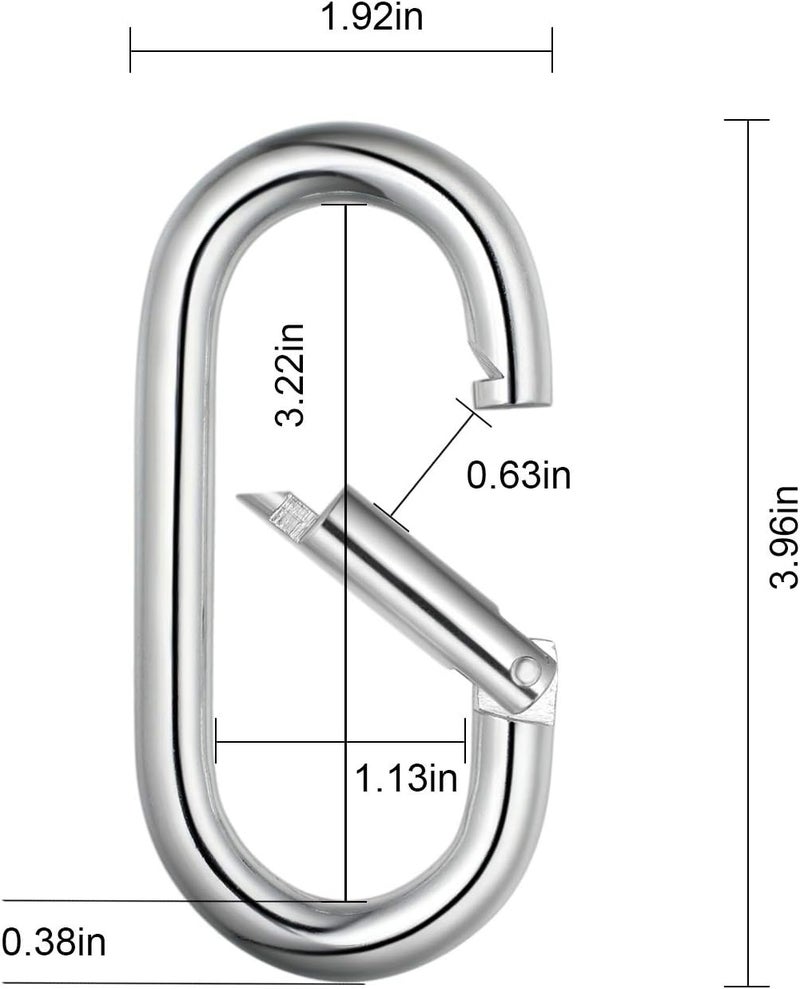 OWAYOTO 4 Inch Carabiner Clip Heavy Duty Spring Snap Hook Oval Shape 2pcs 10x100mm - Image 2